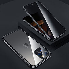 Funda Bumper Lujo Marco de Aluminio Espejo 360 Grados Carcasa Z05 para Apple iPhone 14 Pro Max Negro