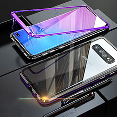 Funda Bumper Lujo Marco de Aluminio Espejo Carcasa A01 para Samsung Galaxy S10 Plus Morado