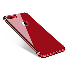 Funda Bumper Lujo Marco de Aluminio Espejo Carcasa M01 para Apple iPhone 8 Plus Rojo