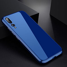 Funda Bumper Lujo Marco de Aluminio Espejo Carcasa M01 para Huawei P20 Pro Azul