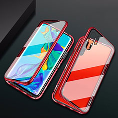 Funda Bumper Lujo Marco de Aluminio Espejo Carcasa M02 para Huawei P30 Pro Rojo