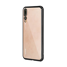 Funda Bumper Lujo Marco de Aluminio Espejo Carcasa M04 para Huawei P20 Pro Negro