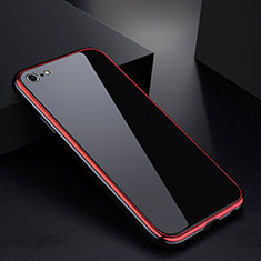 Funda Bumper Lujo Marco de Aluminio Espejo Carcasa para Apple iPhone 6 Plus Rojo y Negro
