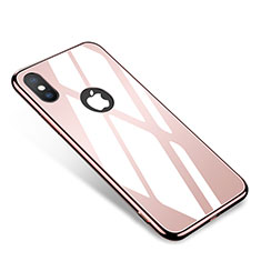 Funda Bumper Lujo Marco de Aluminio Espejo Carcasa para Apple iPhone Xs Max Oro Rosa