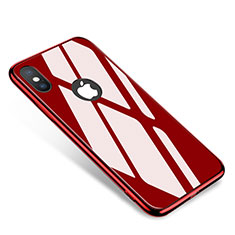 Funda Bumper Lujo Marco de Aluminio Espejo Carcasa para Apple iPhone Xs Rojo