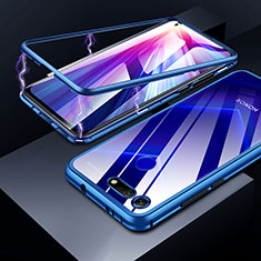 Funda Bumper Lujo Marco de Aluminio Espejo Carcasa para Huawei Honor View 20 Azul