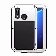 Funda Bumper Lujo Marco de Aluminio Espejo Carcasa para Huawei Nova 3e Blanco