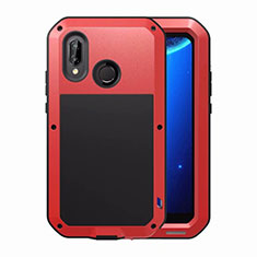 Funda Bumper Lujo Marco de Aluminio Espejo Carcasa para Huawei Nova 3e Rojo