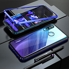 Funda Bumper Lujo Marco de Aluminio Espejo Carcasa para Huawei Nova 4e Azul