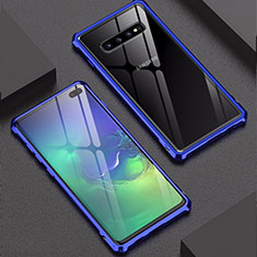 Funda Bumper Lujo Marco de Aluminio Espejo Carcasa para Samsung Galaxy S10 Plus Azul