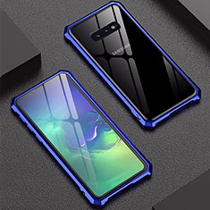 Funda Bumper Lujo Marco de Aluminio Espejo Carcasa para Samsung Galaxy S10e Azul