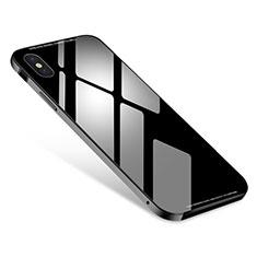 Funda Bumper Lujo Marco de Aluminio Espejo Carcasa S01 para Apple iPhone X Negro
