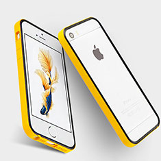 Funda Bumper Lujo Marco de Aluminio para Apple iPhone 5S Amarillo