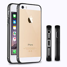 Funda Bumper Lujo Marco de Aluminio para Apple iPhone 5S Negro