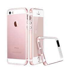 Funda Bumper Lujo Marco de Aluminio para Apple iPhone 5S Rosa
