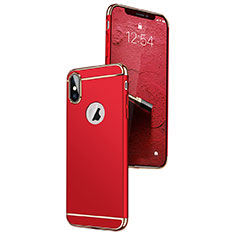 Funda Bumper Lujo Marco de Metal y Plastico C01 para Apple iPhone Xs Rojo