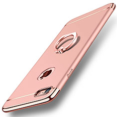 Funda Bumper Lujo Marco de Metal y Plastico Carcasa con Anillo de dedo Soporte A01 para Apple iPhone 8 Oro Rosa