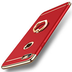 Funda Bumper Lujo Marco de Metal y Plastico Carcasa con Anillo de dedo Soporte A01 para Apple iPhone 8 Rojo