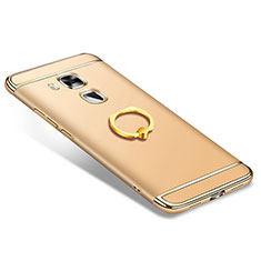 Funda Bumper Lujo Marco de Metal y Plastico Carcasa con Anillo de dedo Soporte A01 para Huawei G9 Plus Oro