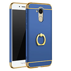 Funda Bumper Lujo Marco de Metal y Plastico Carcasa con Anillo de dedo Soporte A01 para Huawei Honor 6A Azul