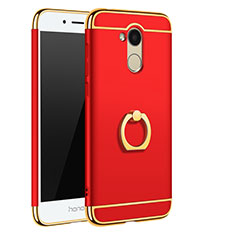 Funda Bumper Lujo Marco de Metal y Plastico Carcasa con Anillo de dedo Soporte A01 para Huawei Honor 6A Rojo