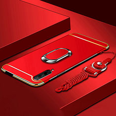 Funda Bumper Lujo Marco de Metal y Plastico Carcasa con Anillo de dedo Soporte A01 para Huawei Honor 9X Pro Rojo