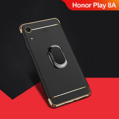 Funda Bumper Lujo Marco de Metal y Plastico Carcasa con Anillo de dedo Soporte A01 para Huawei Honor Play 8A Negro