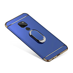Funda Bumper Lujo Marco de Metal y Plastico Carcasa con Anillo de dedo Soporte A01 para Huawei Mate 20 Azul
