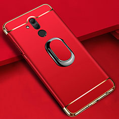 Funda Bumper Lujo Marco de Metal y Plastico Carcasa con Anillo de dedo Soporte A01 para Huawei Mate 20 Lite Rojo