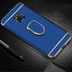 Funda Bumper Lujo Marco de Metal y Plastico Carcasa con Anillo de dedo Soporte A01 para Huawei Mate 20 Pro Azul