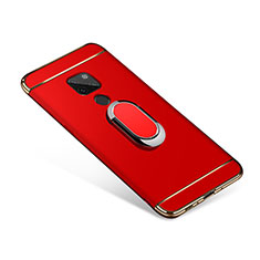 Funda Bumper Lujo Marco de Metal y Plastico Carcasa con Anillo de dedo Soporte A01 para Huawei Mate 20 Rojo