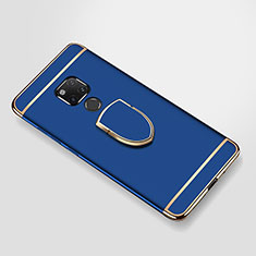 Funda Bumper Lujo Marco de Metal y Plastico Carcasa con Anillo de dedo Soporte A01 para Huawei Mate 20 X 5G Azul