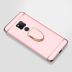 Funda Bumper Lujo Marco de Metal y Plastico Carcasa con Anillo de dedo Soporte A01 para Huawei Mate 20 X 5G Oro Rosa