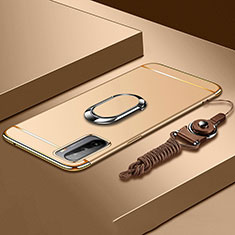 Funda Bumper Lujo Marco de Metal y Plastico Carcasa con Anillo de dedo Soporte A01 para Huawei Mate 40 Lite 5G Oro