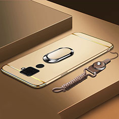 Funda Bumper Lujo Marco de Metal y Plastico Carcasa con Anillo de dedo Soporte A01 para Huawei Nova 5i Pro Oro