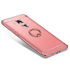 Funda Bumper Lujo Marco de Metal y Plastico Carcasa con Anillo de dedo Soporte A01 para Huawei Nova Plus Oro Rosa