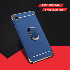 Funda Bumper Lujo Marco de Metal y Plastico Carcasa con Anillo de dedo Soporte A01 para Huawei Y6 (2019) Azul