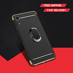 Funda Bumper Lujo Marco de Metal y Plastico Carcasa con Anillo de dedo Soporte A01 para Huawei Y6s Negro