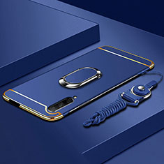 Funda Bumper Lujo Marco de Metal y Plastico Carcasa con Anillo de dedo Soporte A01 para Huawei Y9s Azul
