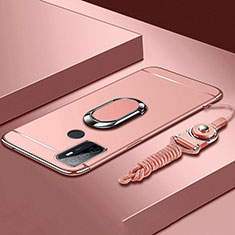 Funda Bumper Lujo Marco de Metal y Plastico Carcasa con Anillo de dedo Soporte A01 para Oppo A11s Oro Rosa