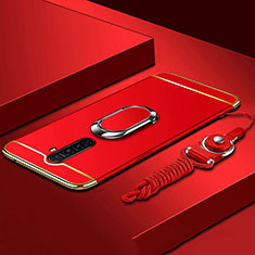 Funda Bumper Lujo Marco de Metal y Plastico Carcasa con Anillo de dedo Soporte A01 para Realme X2 Pro Rojo