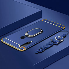 Funda Bumper Lujo Marco de Metal y Plastico Carcasa con Anillo de dedo Soporte A01 para Samsung Galaxy A20s Azul