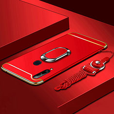 Funda Bumper Lujo Marco de Metal y Plastico Carcasa con Anillo de dedo Soporte A01 para Samsung Galaxy A20s Rojo