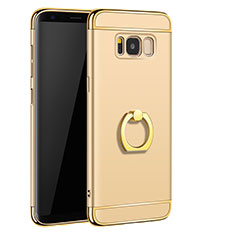 Funda Bumper Lujo Marco de Metal y Plastico Carcasa con Anillo de dedo Soporte A01 para Samsung Galaxy S8 Plus Oro