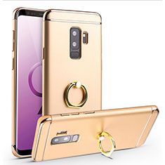 Funda Bumper Lujo Marco de Metal y Plastico Carcasa con Anillo de dedo Soporte A01 para Samsung Galaxy S9 Plus Oro