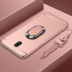 Funda Bumper Lujo Marco de Metal y Plastico Carcasa con Anillo de dedo Soporte A01 para Xiaomi Redmi 8A Oro Rosa