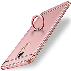Funda Bumper Lujo Marco de Metal y Plastico Carcasa con Anillo de dedo Soporte A01 para Xiaomi Redmi Note 4 Oro Rosa