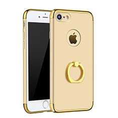 Funda Bumper Lujo Marco de Metal y Plastico Carcasa con Anillo de dedo Soporte A02 para Apple iPhone 7 Oro