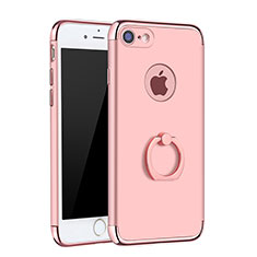 Funda Bumper Lujo Marco de Metal y Plastico Carcasa con Anillo de dedo Soporte A02 para Apple iPhone 7 Oro Rosa