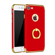 Funda Bumper Lujo Marco de Metal y Plastico Carcasa con Anillo de dedo Soporte A02 para Apple iPhone SE (2020) Rojo